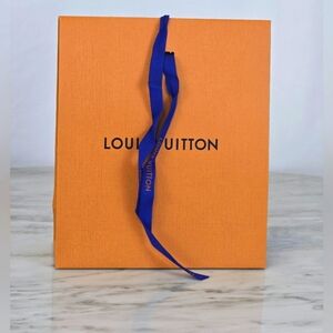 Small Louis Vuitton Orange Gift Bag with Blue Ribbon